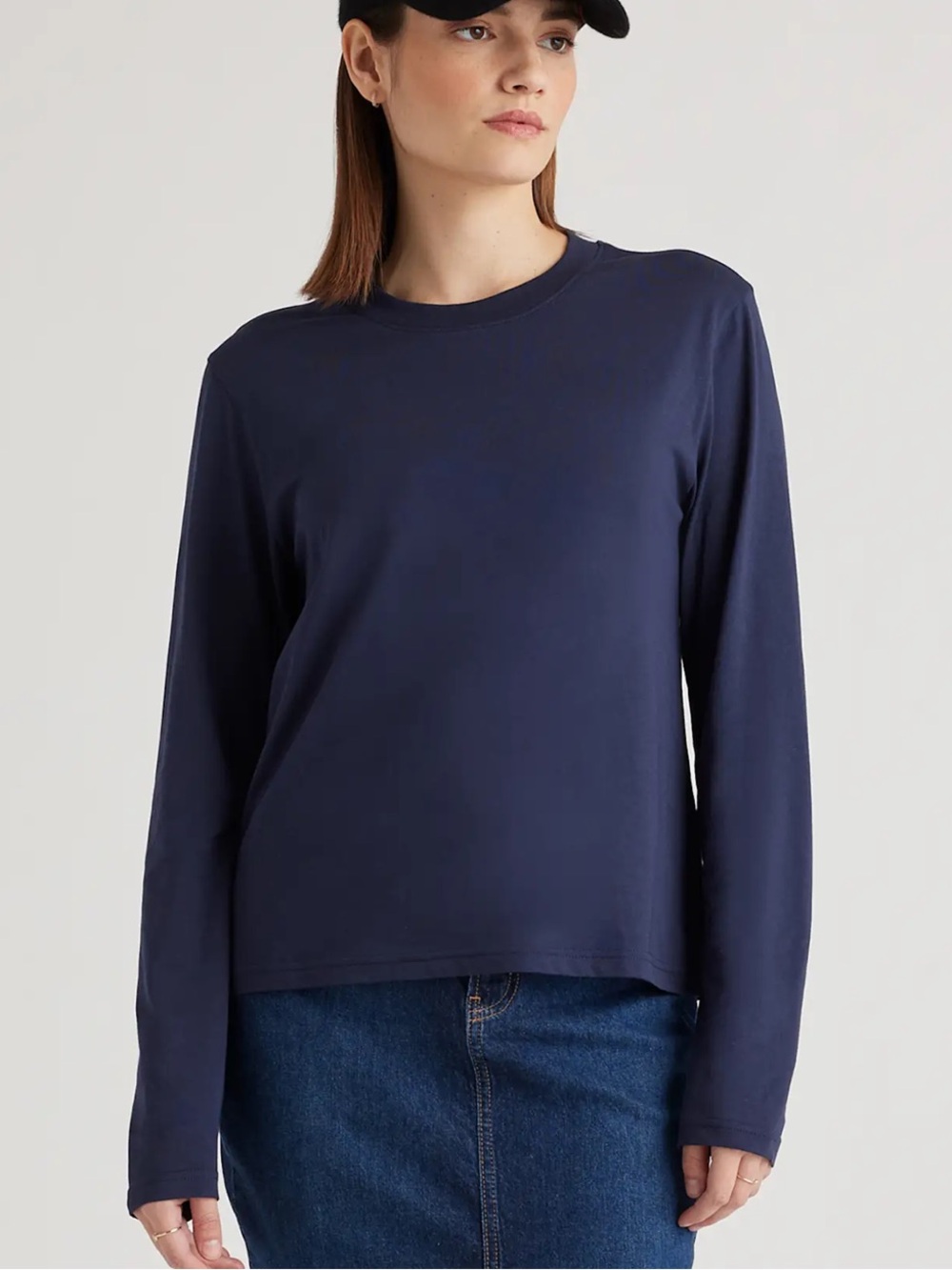 Quince Cotton Modal Long Sleeve Tee small navy